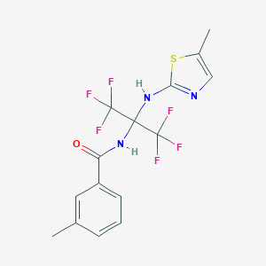 3-methyl-N-[2,2,2-trifluoro-1-[(5-methyl-1,3-thiazol-2-yl)amino]-1-(trifluoromethyl)ethyl]benzamide