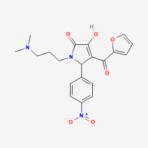 molecular formula C20H21N3O6 B3961557 1-[3-(dimethylamino)propyl]-4-(2-furoyl)-3-hydroxy-5-(4-nitrophenyl)-1,5-dihydro-2H-pyrrol-2-one 