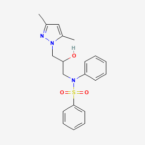 molecular formula C20H23N3O3S B3961563 N-[3-(3,5-dimethyl-1H-pyrazol-1-yl)-2-hydroxypropyl]-N-phenylbenzenesulfonamide 