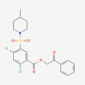 molecular formula C21H21Cl2NO5S B3961568 Phenacyl 2,4-dichloro-5-(4-methylpiperidin-1-yl)sulfonylbenzoate 