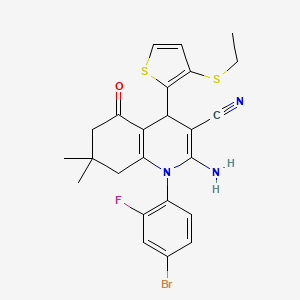 molecular formula C24H23BrFN3OS2 B3961572 2-amino-1-(4-bromo-2-fluorophenyl)-4-[3-(ethylthio)-2-thienyl]-7,7-dimethyl-5-oxo-1,4,5,6,7,8-hexahydro-3-quinolinecarbonitrile 