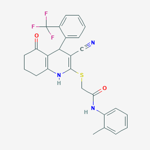 molecular formula C26H22F3N3O2S B3961578 2-({3-cyano-5-oxo-4-[2-(trifluoromethyl)phenyl]-1,4,5,6,7,8-hexahydroquinolin-2-yl}sulfanyl)-N-(2-methylphenyl)acetamide 