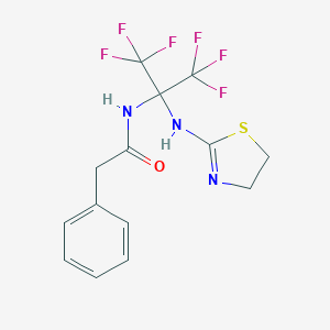 molecular formula C14H13F6N3OS B396159 N-[2-(4,5-dihydro-1,3-thiazol-2-ylamino)-1,1,1,3,3,3-hexafluoropropan-2-yl]-2-phenylacetamide CAS No. 489420-45-3