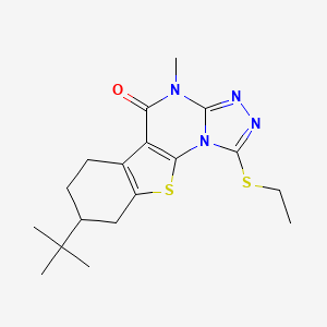 13-tert-butyl-3-ethylsulfanyl-7-methyl-16-thia-2,4,5,7-tetrazatetracyclo[7.7.0.02,6.010,15]hexadeca-1(9),3,5,10(15)-tetraen-8-one