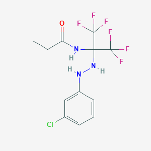 molecular formula C12H12ClF6N3O B396161 N-[1-[2-(3-chlorophenyl)hydrazino]-2,2,2-trifluoro-1-(trifluoromethyl)ethyl]propanamide 