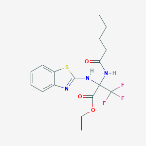 molecular formula C17H20F3N3O3S B396162 Ethyl 2-(1,3-benzothiazol-2-ylamino)-3,3,3-trifluoro-2-(pentanoylamino)propanoate 