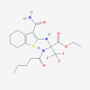 Ethyl 2-{[3-(aminocarbonyl)-4,5,6,7-tetrahydro-1-benzothien-2-yl]amino}-3,3,3-trifluoro-2-(pentanoylamino)propanoate
