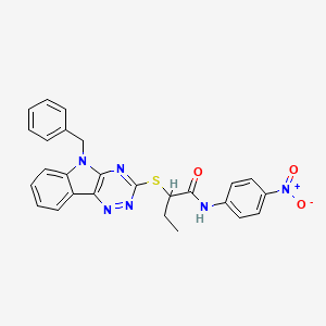 2-[(5-benzyl-5H-[1,2,4]triazino[5,6-b]indol-3-yl)sulfanyl]-N-(4-nitrophenyl)butanamide