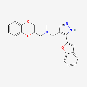 molecular formula C22H21N3O3 B3961661 N-[[5-(1-benzofuran-2-yl)-1H-pyrazol-4-yl]methyl]-1-(2,3-dihydro-1,4-benzodioxin-3-yl)-N-methylmethanamine 