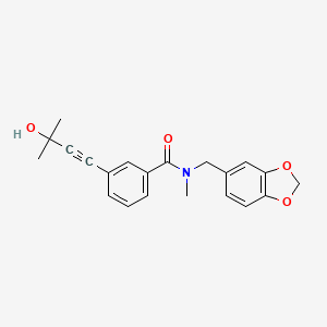 molecular formula C21H21NO4 B3961689 N-(1,3-benzodioxol-5-ylmethyl)-3-(3-hydroxy-3-methylbut-1-yn-1-yl)-N-methylbenzamide 