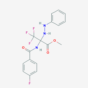molecular formula C17H15F4N3O3 B396170 Methyl 3,3,3-trifluoro-2-[(4-fluorobenzoyl)amino]-2-(2-phenylhydrazino)propanoate 