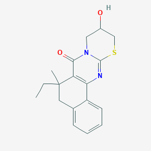 molecular formula C18H20N2O2S B3961718 6-ethyl-10-hydroxy-6-methyl-5,6,10,11-tetrahydro-7H,9H-benzo[h][1,3]thiazino[2,3-b]quinazolin-7-one 