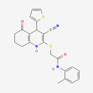 2-{[3-cyano-5-oxo-4-(thiophen-2-yl)-1,4,5,6,7,8-hexahydroquinolin-2-yl]sulfanyl}-N-(2-methylphenyl)acetamide