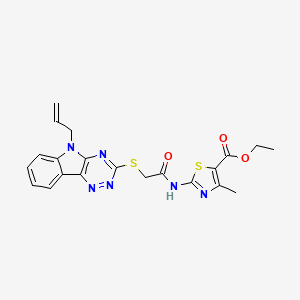 molecular formula C21H20N6O3S2 B3961760 ETHYL 4-METHYL-2-(2-{[5-(PROP-2-EN-1-YL)-5H-[1,2,4]TRIAZINO[5,6-B]INDOL-3-YL]SULFANYL}ACETAMIDO)-1,3-THIAZOLE-5-CARBOXYLATE 