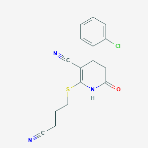 molecular formula C16H14ClN3OS B3961793 4-(2-CHLOROPHENYL)-2-[(3-CYANOPROPYL)SULFANYL]-6-OXO-4,5-DIHYDRO-1H-PYRIDINE-3-CARBONITRILE 