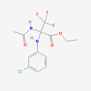 molecular formula C13H14ClF3N2O3 B396181 Ethyl 2-acetamido-2-(3-chloroanilino)-3,3,3-trifluoropropionate CAS No. 327098-24-8