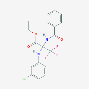 molecular formula C18H16ClF3N2O3 B396182 Ethyl 2-(benzoylamino)-2-(3-chloroanilino)-3,3,3-trifluoropropanoate 