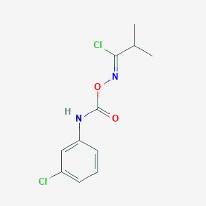 molecular formula C11H12Cl2N2O2 B396184 N-(((3-Chloroanilino)carbonyl)oxy)-2-methylpropanimidoyl chloride 