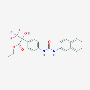 molecular formula C22H19F3N2O4 B396185 Ethyl 3,3,3-trifluoro-2-hydroxy-2-(4-{[(2-naphthylamino)carbonyl]amino}phenyl)propanoate 