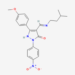 5-(4-methoxyphenyl)-4-(3-methylbutyliminomethyl)-2-(4-nitrophenyl)-1H-pyrazol-3-one