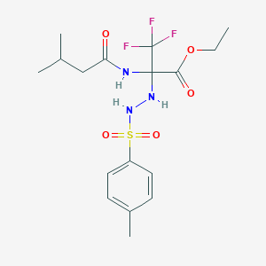 molecular formula C17H24F3N3O5S B396188 Ethyl 3,3,3-trifluoro-2-[(3-methylbutanoyl)amino]-2-{2-[(4-methylphenyl)sulfonyl]hydrazino}propanoate 