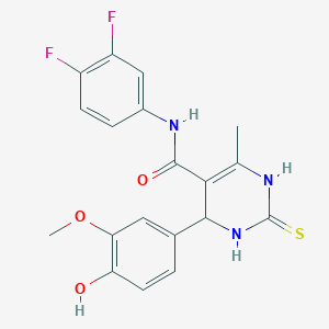 molecular formula C19H17F2N3O3S B3961886 N-(3,4-DIFLUOROPHENYL)-4-(4-HYDROXY-3-METHOXYPHENYL)-6-METHYL-2-SULFANYLIDENE-1,2,3,4-TETRAHYDROPYRIMIDINE-5-CARBOXAMIDE 