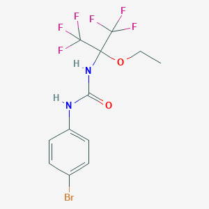 molecular formula C12H11BrF6N2O2 B396189 N-(4-bromophenyl)-N'-[1-ethoxy-2,2,2-trifluoro-1-(trifluoromethyl)ethyl]urea 