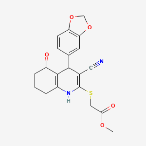 molecular formula C20H18N2O5S B3961893 Methyl {[4-(1,3-benzodioxol-5-yl)-3-cyano-5-oxo-1,4,5,6,7,8-hexahydroquinolin-2-yl]sulfanyl}acetate 