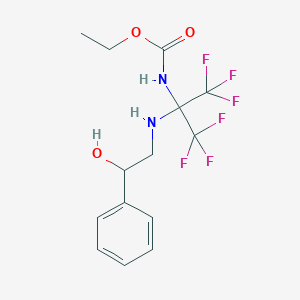 molecular formula C14H16F6N2O3 B396191 Ethyl 2,2,2-trifluoro-1-[(2-hydroxy-2-phenylethyl)amino]-1-(trifluoromethyl)ethylcarbamate 