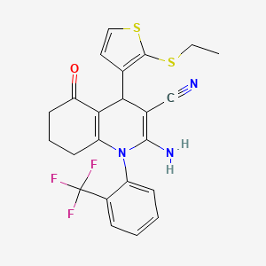 2-Amino-4-(2-ethylsulfanylthiophen-3-yl)-5-oxo-1-[2-(trifluoromethyl)phenyl]-4,6,7,8-tetrahydroquinoline-3-carbonitrile