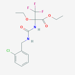 molecular formula C15H18ClF3N2O4 B396194 Ethyl 2-({[(2-chlorobenzyl)amino]carbonyl}amino)-2-ethoxy-3,3,3-trifluoropropanoate 