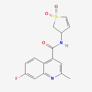 molecular formula C15H13FN2O3S B3961956 N-(1,1-dioxido-2,3-dihydro-3-thienyl)-7-fluoro-2-methylquinoline-4-carboxamide 