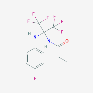 N-[2,2,2-trifluoro-1-(4-fluoroanilino)-1-(trifluoromethyl)ethyl]propanamide