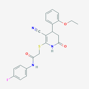 molecular formula C22H20IN3O3S B3961986 2-{[3-cyano-4-(2-ethoxyphenyl)-6-oxo-1,4,5,6-tetrahydro-2-pyridinyl]thio}-N-(4-iodophenyl)acetamide 