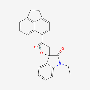 molecular formula C24H21NO3 B3962026 3-[2-(1,2-dihydroacenaphthylen-5-yl)-2-oxoethyl]-1-ethyl-3-hydroxy-1,3-dihydro-2H-indol-2-one 