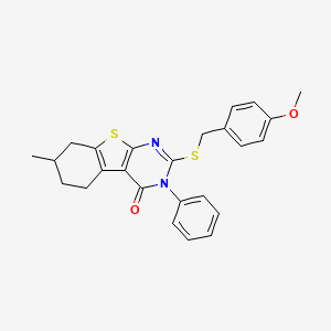 molecular formula C25H24N2O2S2 B3962038 2-[(4-methoxybenzyl)sulfanyl]-7-methyl-3-phenyl-5,6,7,8-tetrahydro[1]benzothieno[2,3-d]pyrimidin-4(3H)-one 