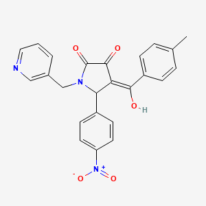 molecular formula C24H19N3O5 B3962084 3-HYDROXY-4-(4-METHYLBENZOYL)-5-(4-NITROPHENYL)-1-[(PYRIDIN-3-YL)METHYL]-2,5-DIHYDRO-1H-PYRROL-2-ONE 