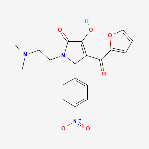 molecular formula C19H19N3O6 B3962121 1-[2-(dimethylamino)ethyl]-4-(2-furoyl)-3-hydroxy-5-(4-nitrophenyl)-1,5-dihydro-2H-pyrrol-2-one 