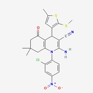 2-amino-1-(2-chloro-4-nitrophenyl)-7,7-dimethyl-4-[5-methyl-2-(methylthio)-3-thienyl]-5-oxo-1,4,5,6,7,8-hexahydro-3-quinolinecarbonitrile