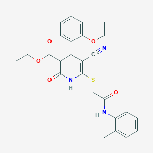 molecular formula C26H27N3O5S B3962186 Ethyl 5-cyano-4-(2-ethoxyphenyl)-6-({2-[(2-methylphenyl)amino]-2-oxoethyl}sulfanyl)-2-oxo-1,2,3,4-tetrahydropyridine-3-carboxylate 