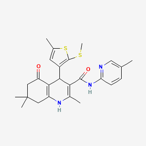 2,7,7-trimethyl-4-(5-methyl-2-methylsulfanylthiophen-3-yl)-N-(5-methylpyridin-2-yl)-5-oxo-1,4,6,8-tetrahydroquinoline-3-carboxamide