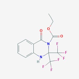 molecular formula C13H10F6N2O3 B396219 ethyl 4-oxo-2,2-bis(trifluoromethyl)-1,4-dihydroquinazoline-3(2H)-carboxylate CAS No. 170029-40-0
