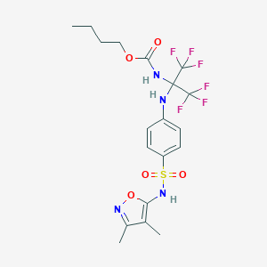 molecular formula C19H22F6N4O5S B396227 butyl N-[2-[4-[(3,4-dimethyl-1,2-oxazol-5-yl)sulfamoyl]anilino]-1,1,1,3,3,3-hexafluoropropan-2-yl]carbamate CAS No. 5226-12-0