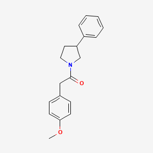 molecular formula C19H21NO2 B3962278 2-(4-Methoxyphenyl)-1-(3-phenylpyrrolidin-1-yl)ethanone 