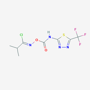 molecular formula C8H8ClF3N4O2S B396230 2-methyl-N-[({[5-(trifluoromethyl)-1,3,4-thiadiazol-2-yl]amino}carbonyl)oxy]propanimidoyl chloride 