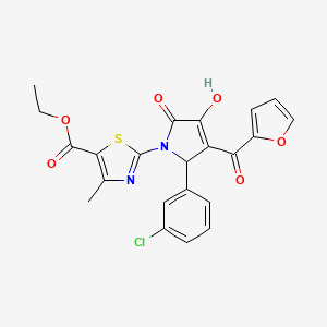 ethyl 2-{(3E)-2-(3-chlorophenyl)-3-[furan-2-yl(hydroxy)methylidene]-4,5-dioxopyrrolidin-1-yl}-4-methyl-1,3-thiazole-5-carboxylate