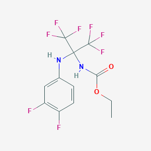 molecular formula C12H10F8N2O2 B396232 Ethyl 1-(3,4-difluoroanilino)-2,2,2-trifluoro-1-(trifluoromethyl)ethylcarbamate 