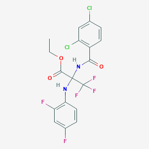 molecular formula C18H13Cl2F5N2O3 B396234 Ethyl 2-[(2,4-dichlorobenzoyl)amino]-2-(2,4-difluoroanilino)-3,3,3-trifluoropropanoate CAS No. 305862-82-2