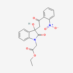 molecular formula C20H18N2O7 B3962340 ethyl {3-hydroxy-3-[2-(2-nitrophenyl)-2-oxoethyl]-2-oxo-2,3-dihydro-1H-indol-1-yl}acetate 