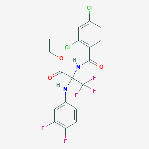 Ethyl 2-[(2,4-dichlorobenzoyl)amino]-2-(3,4-difluoroanilino)-3,3,3-trifluoropropanoate